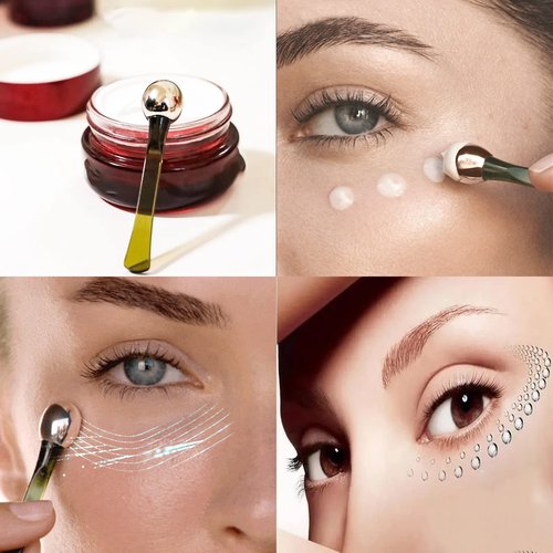 Marfort 2 in 1 Roller Eyes Cream Applicator Wand and T-Shape Massager Tool for Facial Massage, Reduce Puffiness (Green-1)