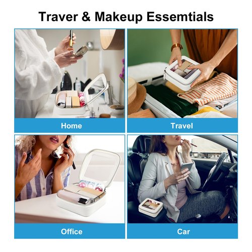 EcoVision Clear Makeup Bag, Travel Cosmetic Accessory Bag, Toiletry Organizer Bags for Women, Portable Waterproof Zipper Cosmetic Bag with Transparent Window