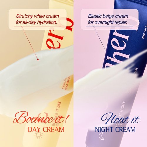 ESSENHERB Day to Night Routine Program, Travel Size Set Deep Hydration Day cream with Tocopherol(0.34fl oz)+Anti Wrinkle Night Cream with Retinol & Collagen(0.34fl oz), Vegan, Korean Skin Care