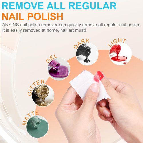 ANYINS Nail Polish Remover Pads，200PCS Fast Remove Nail Polish Remover Wipes with Nutrition Oil Individually Wrapped Professional Nail Salon and Home Use