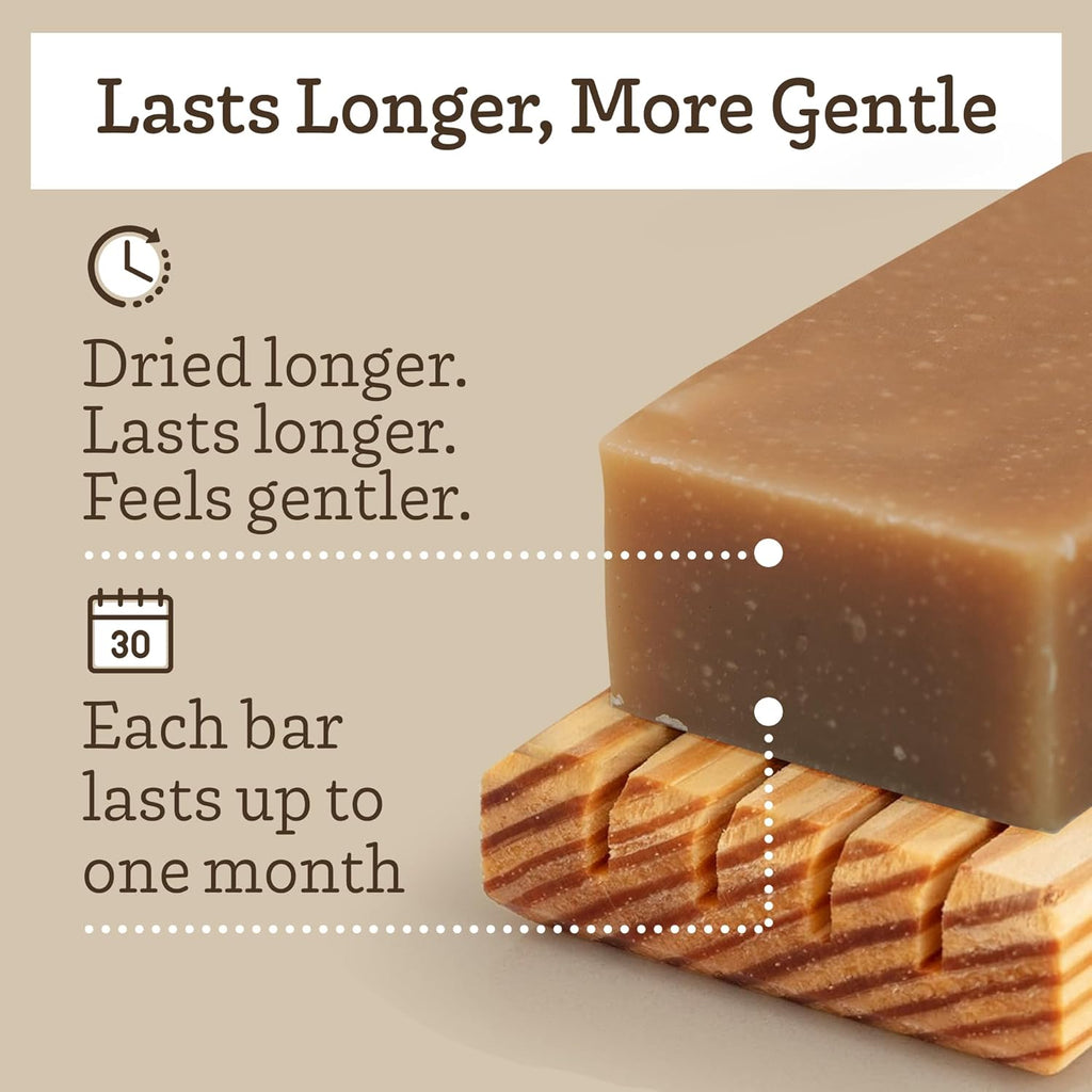 Southern Natural Goat Milk Soap Bar - Oatmeal Milk & Honey | 3-Pack for Dry, Sensitive Skin