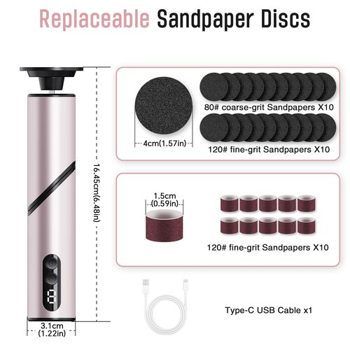 Electric Foot Callus Remover, 2-in-1 Rechargeable Foot File Callus Remover for Feet, Max 900RPM 9 Adjustable Speeds Foot Scrubber for Dead Skin Pedicure Cracked （1 Pack）