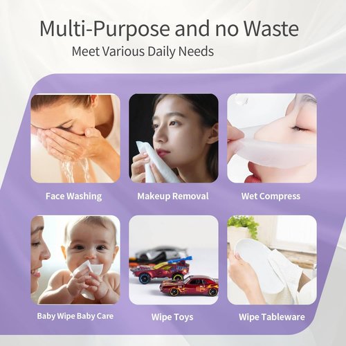 2 Pack (80 Count) Disposable Face Towel, Biodegradable Ultra Soft Face Towelettes Disposable, Makeup Remover Dry Wipes Tissue for Women, Facial Towels for Sensitive Skin