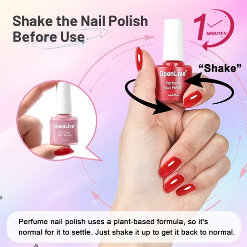 OpenLive 32 Color Perfume Nail Polish Set, Red Pink Pueple and Green Quick Drying Nail Polish Set for Women Salon DIY Nail Art