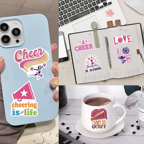 FJHAIY Cheerleader Gifts Set Including Makeup Bag, Necklace, Socks, Stickers - Cheerleading Lovers Gift for Women