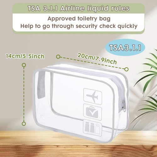 GEPAPE TSA Approved Clear Travel Toiletry Bag, Makeup Cosmetic Bag for Women Men 20 Packs (White)