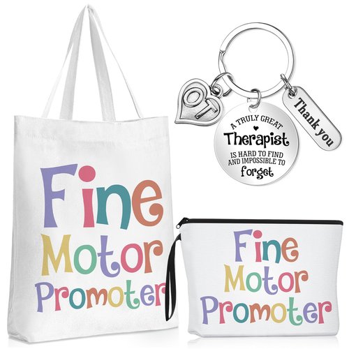 Maitys 3 Pcs Occupational Therapist Gifts Set, Therapist Tote Bag and Makeup Bag with Keychain Fine Motor Promoter Ot Gifts
