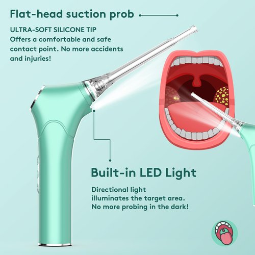 Alitake Electronic Vacuum Tonsil Stone Removal Kit - Tonsil Stone Remover with Built-in LED Light 3 Suction Mode - Fight Bad Breath Oral Irrigator 5X Magnifying Mirror for Stone Removal (Green)