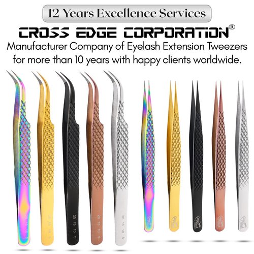 My Lash Tools - New Fiber Tip Lash Tweezers for Eyelash Extensions Tweezers SET OF 2 Mini Isolation & Microgrip Tip Curved Volume Tweezers Japanese Steel Lashing Tweezer (Gold & Rose Gold Set)