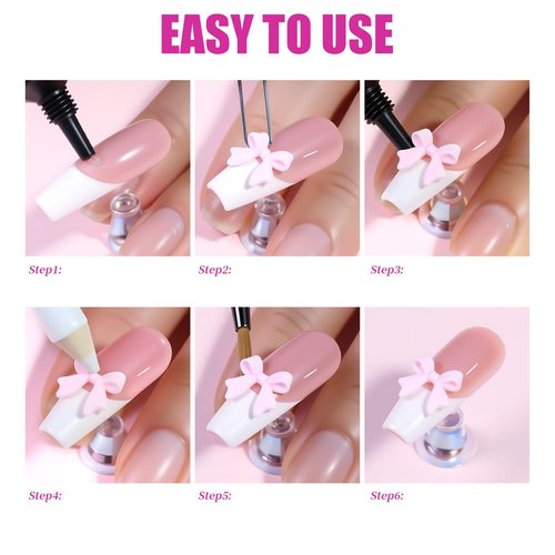 720 Pieces Bow Nail Charms 24 Color Multicolor 3D Bows for Nails Includes 5 Colors Transparent Bow Charms for Nails with Pickup Tool Cute Colorful Nail Bows for Manicure DIY Nail Decoration
