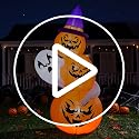 7 ft Halloween Inflatable Black Cat with Moving Head & Green LED Eyes for Outdoor Yard Decor