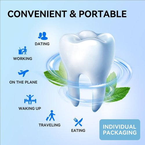 DentaViva Travel Size Mouthwash – 40 Individual Packets – Dry Mouth Relief Strips with Hyaluronic Acid & Probiotics – Alcohol, Fluoride & Gluten Free – Xylitol Cavity Prevention | Travel Oral Care