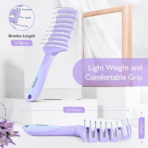 Skiennix Curved Vented Hair Brush - Professional Detangler for All Hair Types | Faster Blow Drying