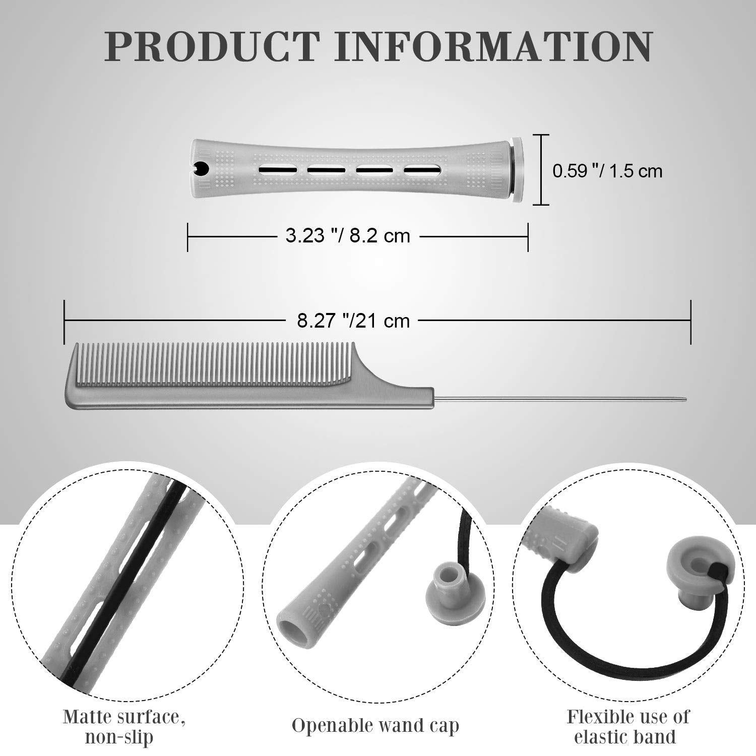 WILLBOND Cold Wave Rods - 36-Piece Hair Perm Rod Set with Steel Rat Tail Comb for Styling