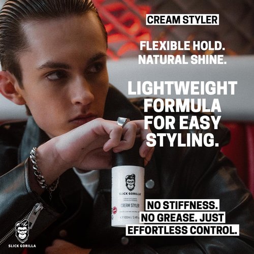 Slick Gorilla Hair Styling Cream - Light Flexible Hold | Smooth Frizz Control | 3.38 fl oz (100ml)