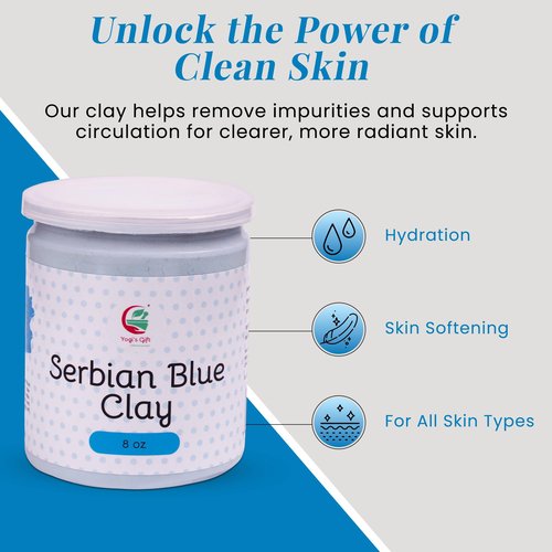 Serbian Blue Clay Powder 8 oz (227g) - 100% Natural Cambrian Clay For Skin & Soap Making - By Yogi's Gift®