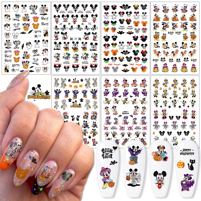 Halloween Nail Art Stickers Decals 8 Sheets Gothic Ghost Spider Web - Style 01
