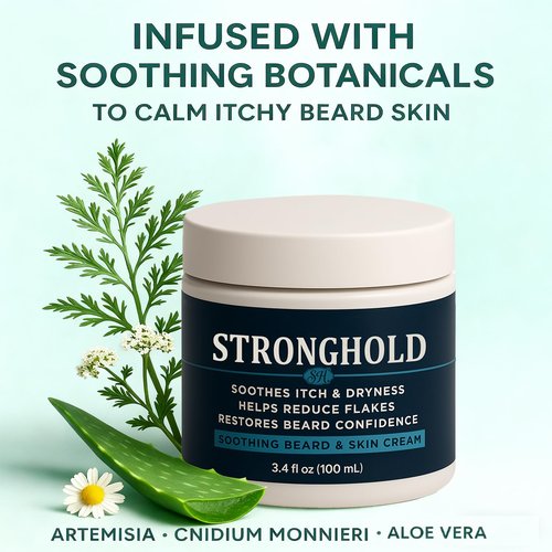 EBEHDOQ Stronghold Beard Cream – Plant-Based Beard & Skin Balm • Helps Comfort Dry, Itchy Skin • Lightweight Daily Moisturizer for Facial Hair