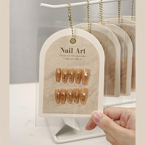 Acycoin2A 10PCS Handmade Ins Press On Nail Packaging Nail Gel Polish Sample Display Nail Art Background Card Dustproof Bag With Tie Bags