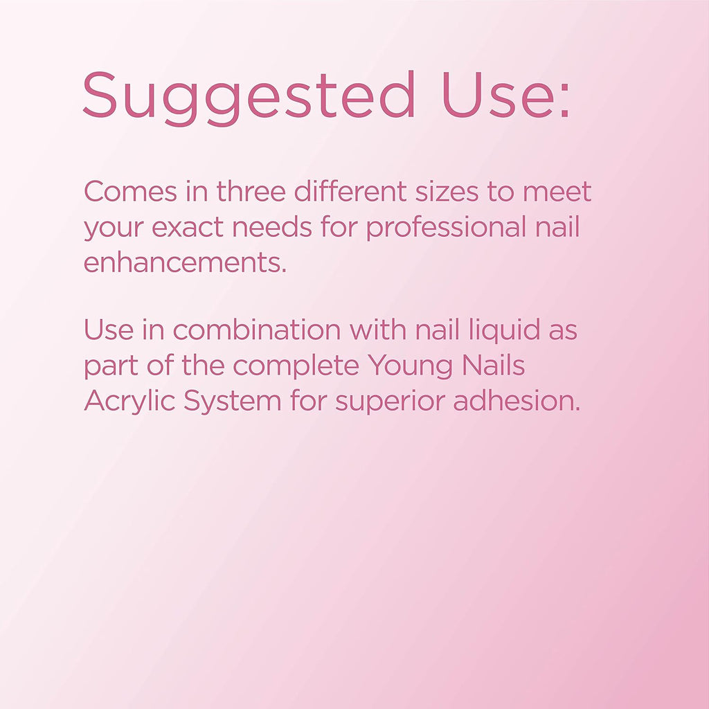 Young Nails Acrylic Core Powder - Professional Self-Leveling Nail Powder for Extensions | Clear, Nude, Pink & White - 85g