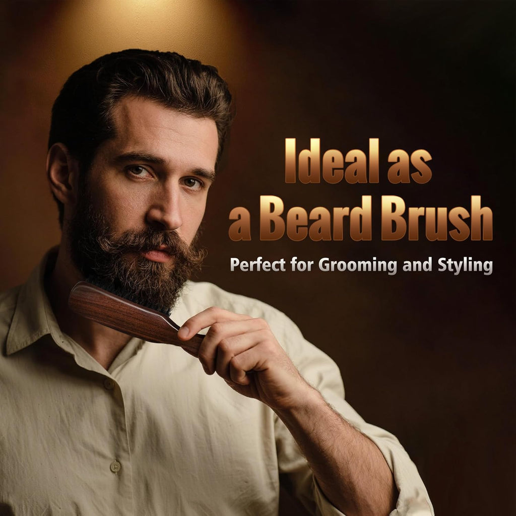 STYLEMATE Hair Brush for Men - Nylon Bristles for Thick Hair | Natural Black Walnut Handle
