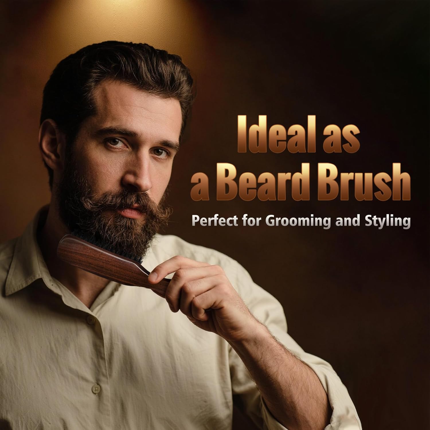 STYLEMATE Hair Brush for Men - Nylon Bristles for Thick Hair | Natural Black Walnut Handle