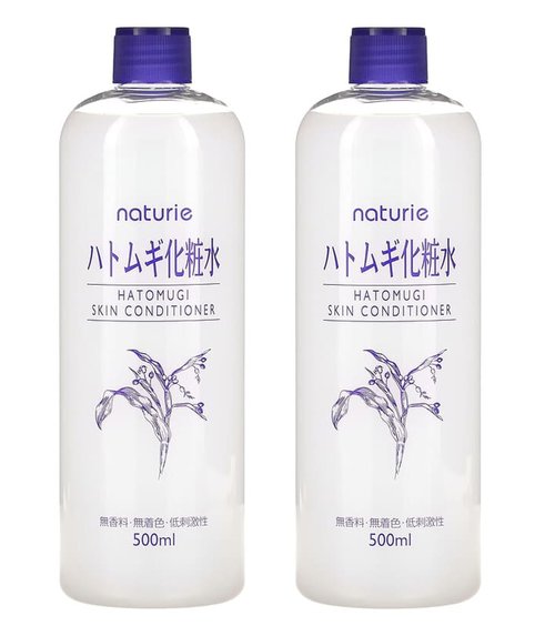 Naturie Adlay (Hatomugi) Skin Conditioner Lotion Toner 500ml Coix Seed Extract 2pack Bundle