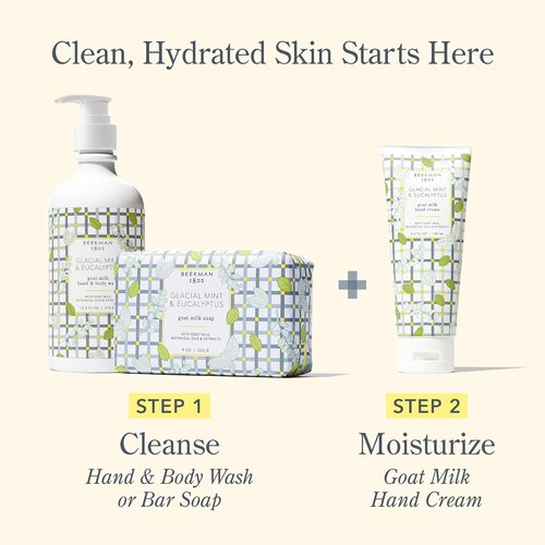 Beekman 1802 Goat Milk Hand Soap - Moisturizing Liquid Soap for Sensitive Skin | Glacial Mint & Eucalyptus, 12.5 fl oz