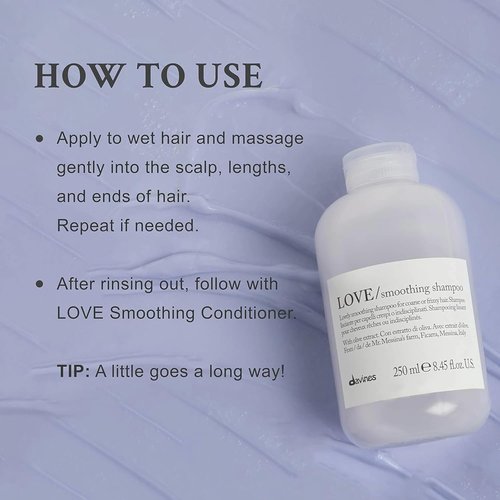 Davines LOVE Smoothing Shampoo - Anti-Frizz Gentle Cleanser for Wavy, Coarse Hair | 16.9 Fl Oz