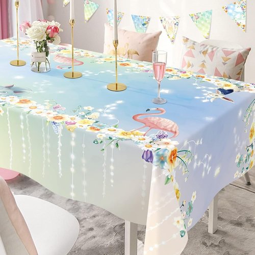 Cheerland Floral Tablecloth - 9x5 Ft Fabric for Tea Party & Spring Celebrations | Easter & Birthday Decor