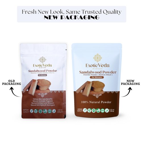Exotic Veda 100% Pure Sandalwood Powder (Chandan) – Ayurvedic Face Pack, Mask & Tilak for Glowing Skin, Natural Cleansing & Soothing Powder, 100 g / 3.52 oz