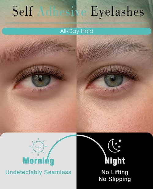 Obeyalash Self Adhesive Eyelashes Natural Look,Waterproof Stick on False Eyelashes,Easy Strip Lashes for Beginners,Reusable Glueless Lashes for Daily Work & Travel (L08 Doll Eye 10mm)