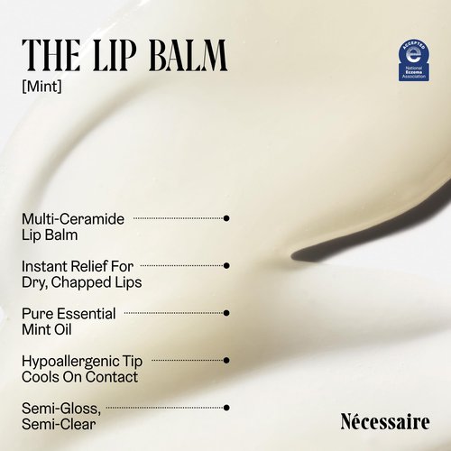 Nécessaire The Lip Balm | Hydrating Hyaluronic Acid Lip Balm for Women and Men, Mint Oil with Niacinamide + Essential Ceramides. Non-Comedogenic Lip Balm for Dry Lips – 15 ml / 0.5 fl oz