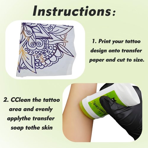 Rayyl Tattoo Transfer Gel 2Pcs Stencil Gel Transfer Cream Professional Safe & Easy Body Art Skin Solution for Tattoo Artists and Beginners Tattoo Studio (70g Each)
