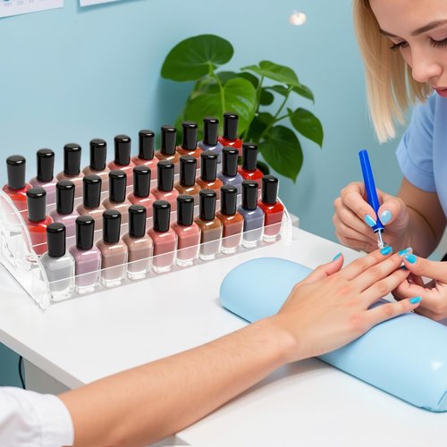 Nimiah Nail Polish Storage Organizer - 3 Tiers Nail Polish Holder Acrylic Cosmetics Display Rack for Sunglass Essential Oils Ink Bottles