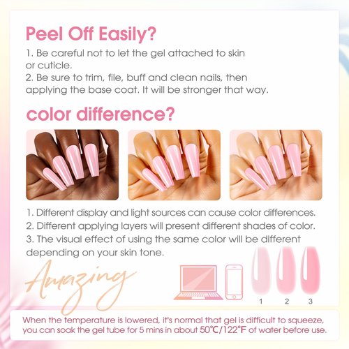 ROSALIND Poly Nail Gel Kit -14 Colors Nail Art Accessories kit Clear Nude Nail Extension Gel Starter with Slip Solution White Nude Pink Nail Extensions Gels Set with Mini UV Lamp