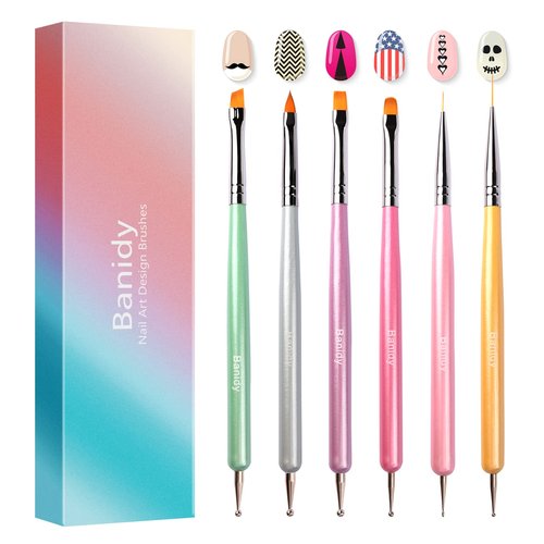 Nail Art Brushes for Gel Art Design Brush Tools Dual-Head Pen Painting Set Include Extension Brush Liner Brush Dotting Pen for DIY Manicure Polish