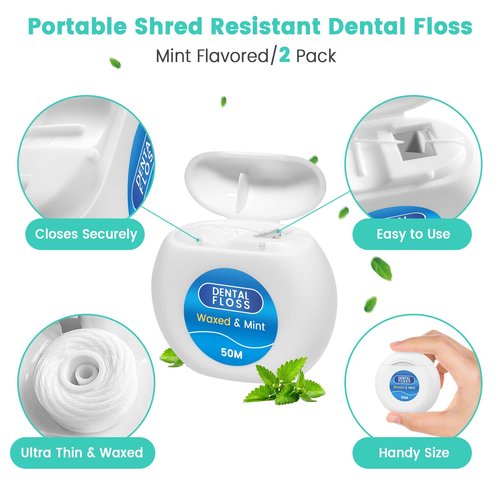 Floss Threaders 400 Count/4 Pack, with 2 Pack of 50M Mint-Flavored Waxed Dental Floss, for Braces, Bridges, Implants, Permanent Retainer