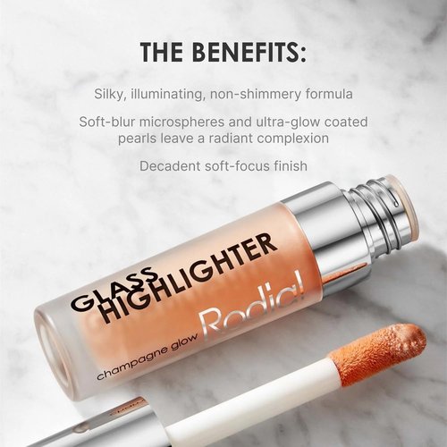 Rodial Glass Highlighter - Feather-Light, Silky Illuminating Fluid for Natural Luminous Glow, Oil-Free, 0.1 fl. oz.
