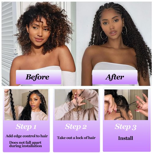 Human Braiding Hair for Boho Braids Human Hair 150g 18 Inch Deep Wave Natural Color Boho Braids Human Hair No Weft Boho Human Braiding Hair Curly 6 Bundles/Pack 1B