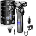 Electric Razor for Men,Upgrade Men’s Electric Shavers Rotary LED Display/Waterproof/Rechargeable, Shaver for Men Cordless Floating Head Replaceable Blades