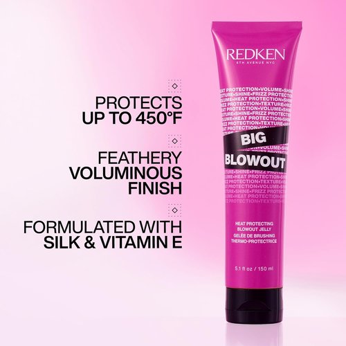 Redken Big Blowout Heat Protectant Gel - All-Over Volume, Shine & Frizz Control for All Hair Types