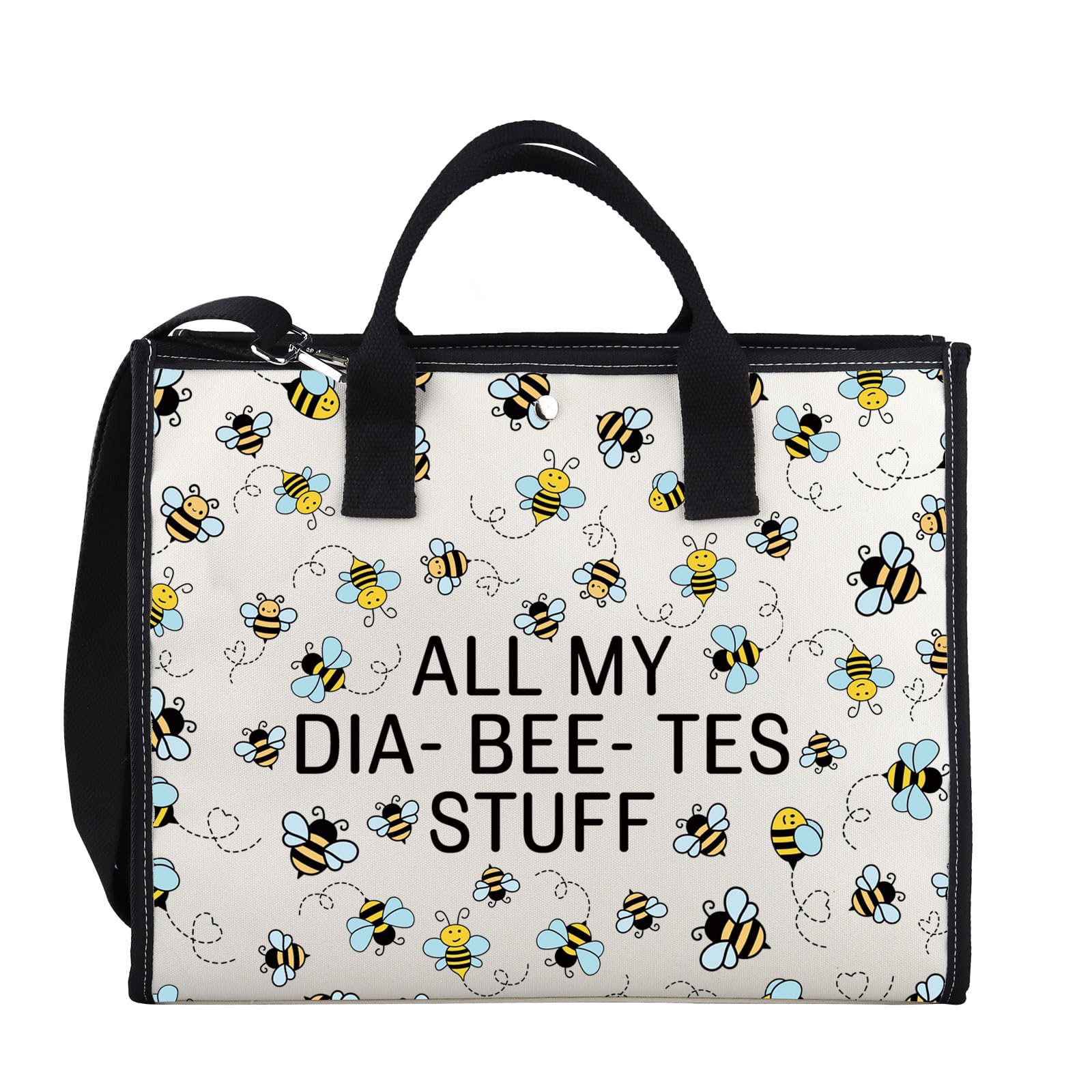 XYANFA Bee Diabetes Bag Type 1 Type 2 Diabetic Medical Bag Supply Storage Organization All My Diabeetes Stuff (Dia- Bee- Tes Stuff TOTE BAG2)