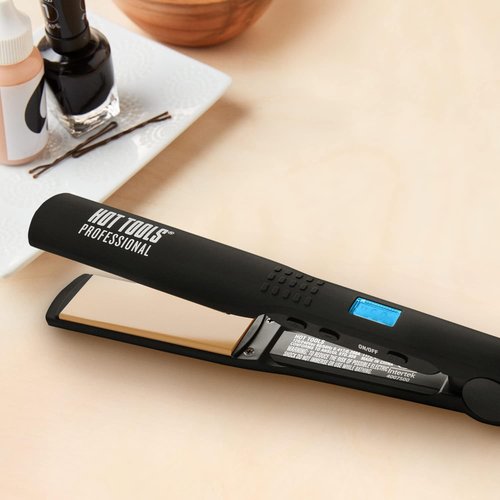 Hot Tools Pro Artist Nano Ceramic Flat Iron - Wide Plate for Quick Styling (1-1/4 Inch)