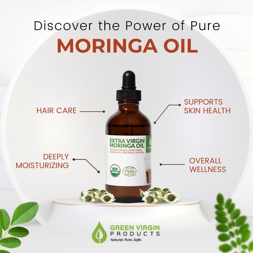Organic Moringa Oil, Cold Pressed, Extra Virgin, 100% Pure, Food Grade (1 Fl Oz)