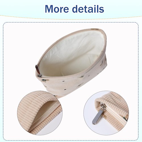 lllyan 2 Pcs Makeup Bag Travel Canvas Organizer Cosmetic Bag for Purse Toiletry Bag with Zipper For Women Travel Essentials Tool Pouch for Women and Girls（Beige khaki bear）