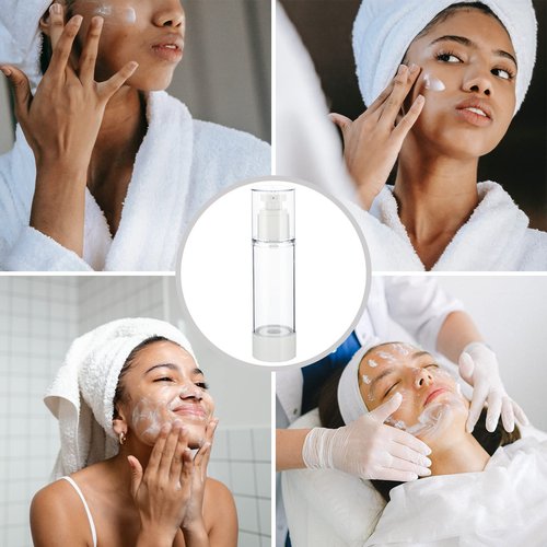 IFDGCTK 2.7OZ/80ML Clear Airless Pump Bottles, Lotion Dispenser Travel with Pump, Vacuum Plastic Travel Size Lotion Bottle for Foundation, Creams, Cosmetic(3 Pack)