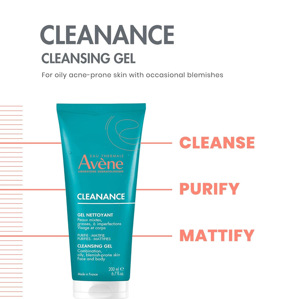 Avène Cleanance Cleansing Gel - Soap-Free Acne Cleanser for Oily Skin | Face & Body Use