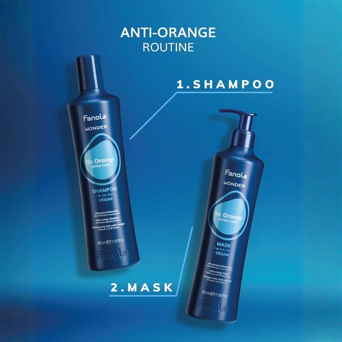Fanola Wonder No Orange Hair Mask - Blue Toner for Brassy Hair - Deep Conditioning Vegan Formula | 11.83oz