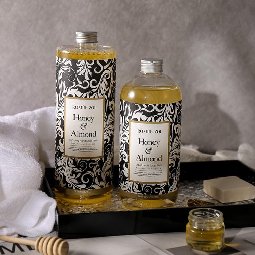 ROMIIE ZOI Liquid Hand Soap Refill, Honey & Almond, Gentle & Moisturizing Formula for Home & Kitchen, 750 ML/ 26 FL OZ